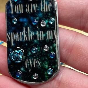 Dog tag resin necklace “you are the sparkle in my eyes”